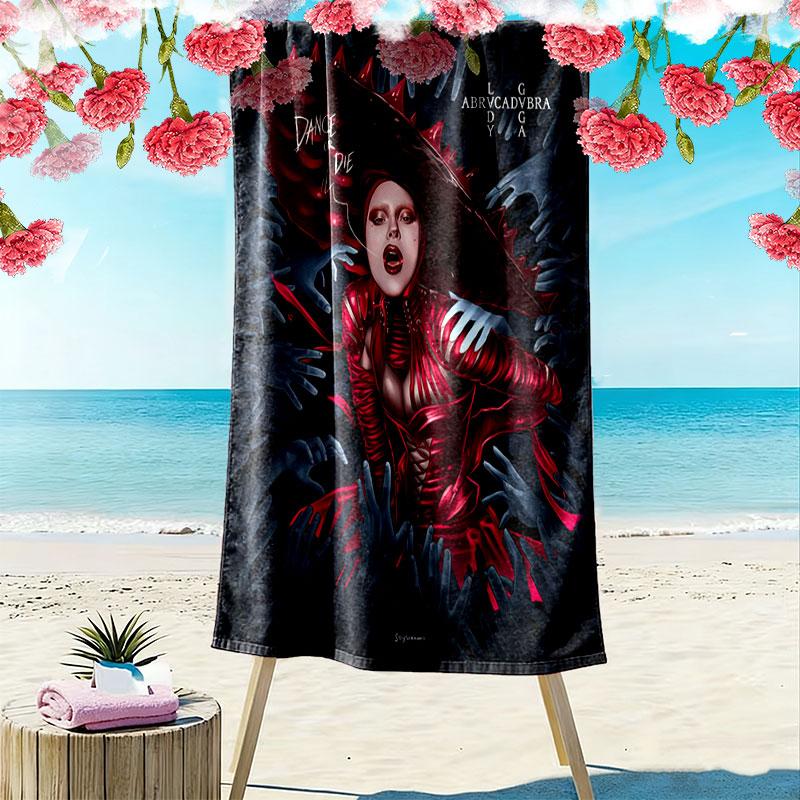 Lady Gaga Print Beach Towel, Large Soft Quick Dry Towel for Beach Camping Swimming