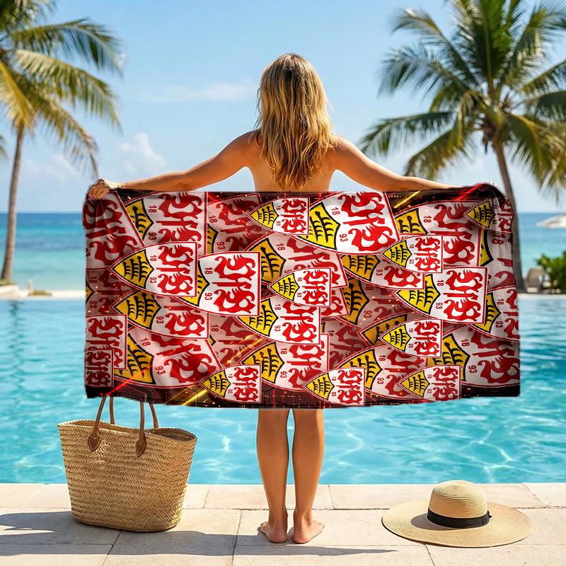 VfB Stuttgart Football Beach Towel Soft Microfiber Summer Towel Quick Dry Absorbent Towel for Beach Swimming Pool Travel