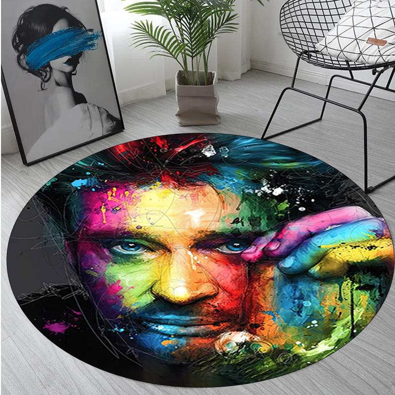 Johnny Hallyday Circular Rug - Office Decorative Carpet For Living Room Bedroom Door Mat Floor Rug Computer Chair Area Rug