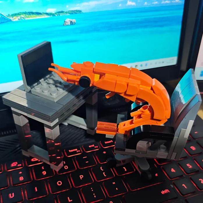 Non-Toxic .Moc Building Block Shrimp Model Figurines Puzzle Assembly Children And Children Randomly Mixinginternet Celebrity Creative Parodies