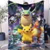 Pokemon Rainbow Holographic Pikachu Print Fleece Throw Blanket for Adult Quality Super Soft Warm Blanket for Travel Office Home