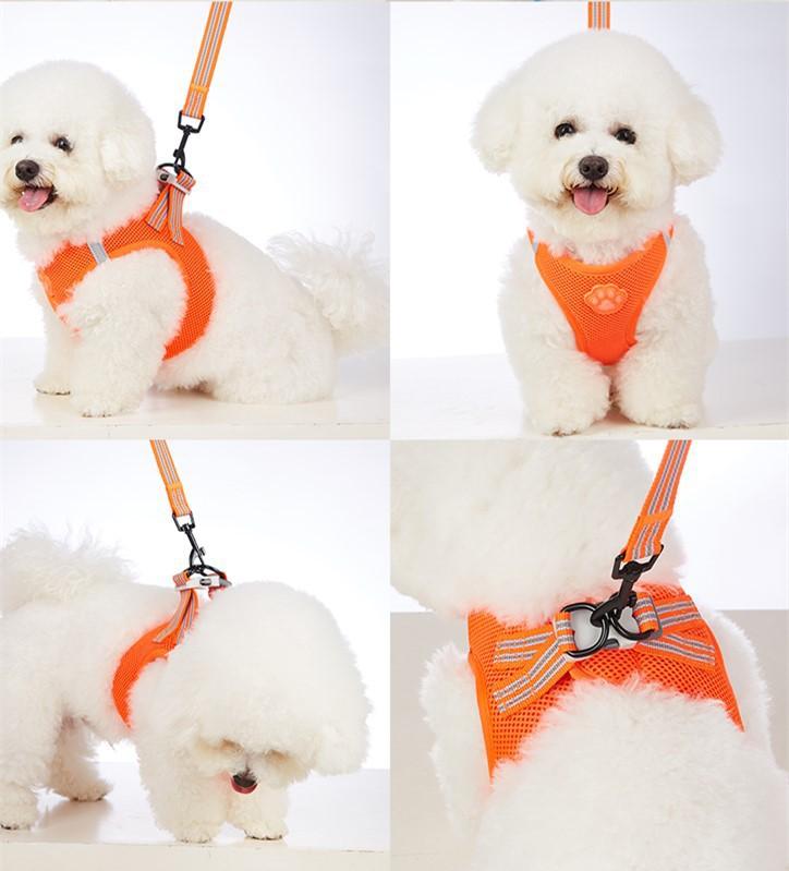 Dog leash with reflective breathable chest strap cat comfortable dog walking rope.