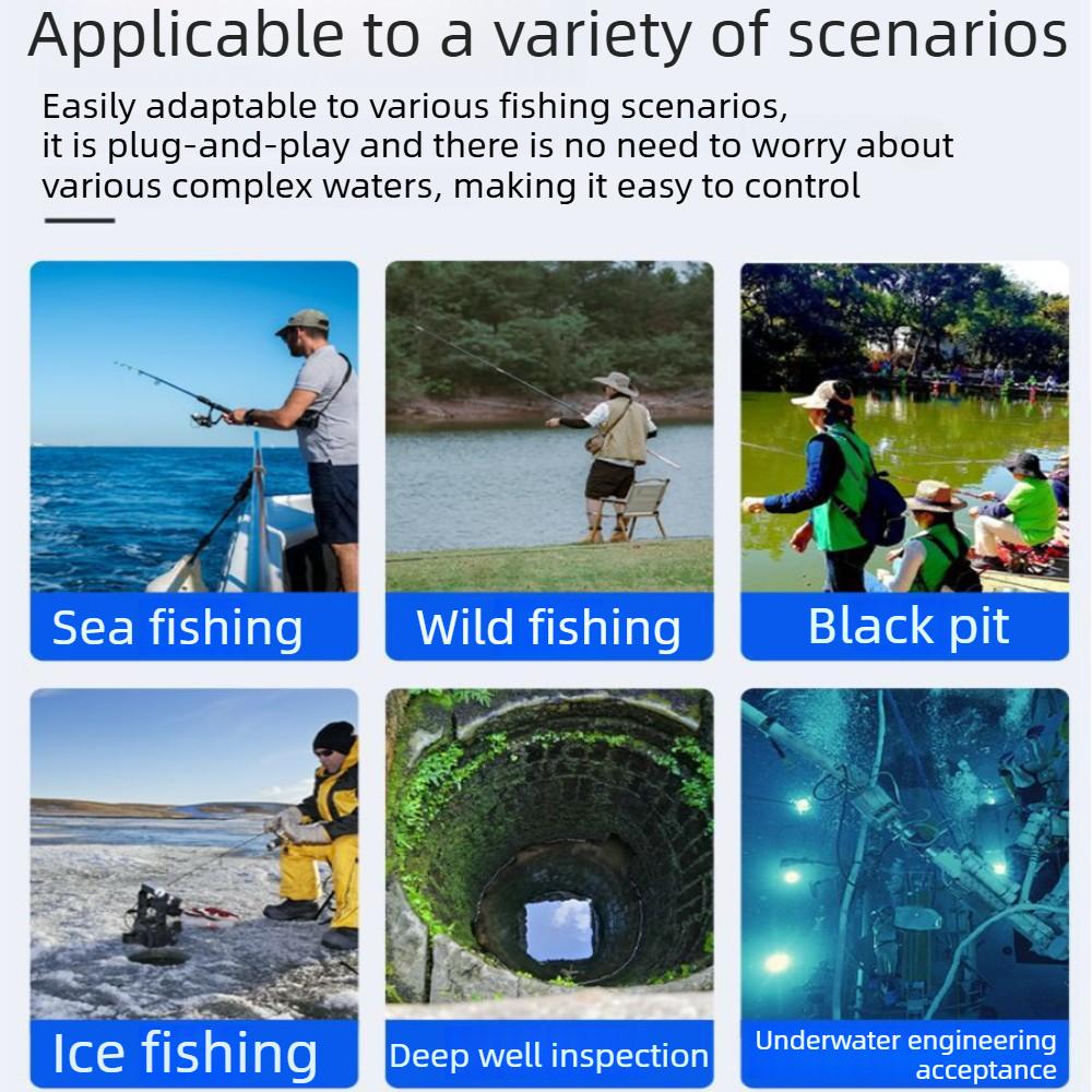 Underwater Camera Fish Finder 4.3/5 Inch External LEDs Murky Water, 220° Wide View Fishing Camera, 8IR Night Vision IP68