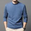 Осенний мужской свитер с полу-воротником, однотонный, теплый, свободный, трикотажный, нижняя часть, рубашка, верх
