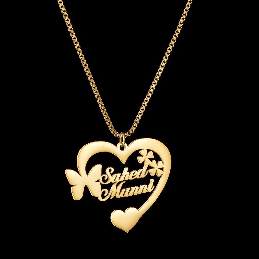 Atoztide Personalized Custom Name Necklaces for Women Unlimited Heart Pendant Stainless Steel Link Chain Christmas Jewelry Gift