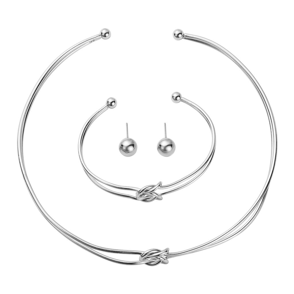 Tooxika Personalised Trend Exaggerated Punk Ring Buckle Women Collar Open Design Vintage Necklace Set