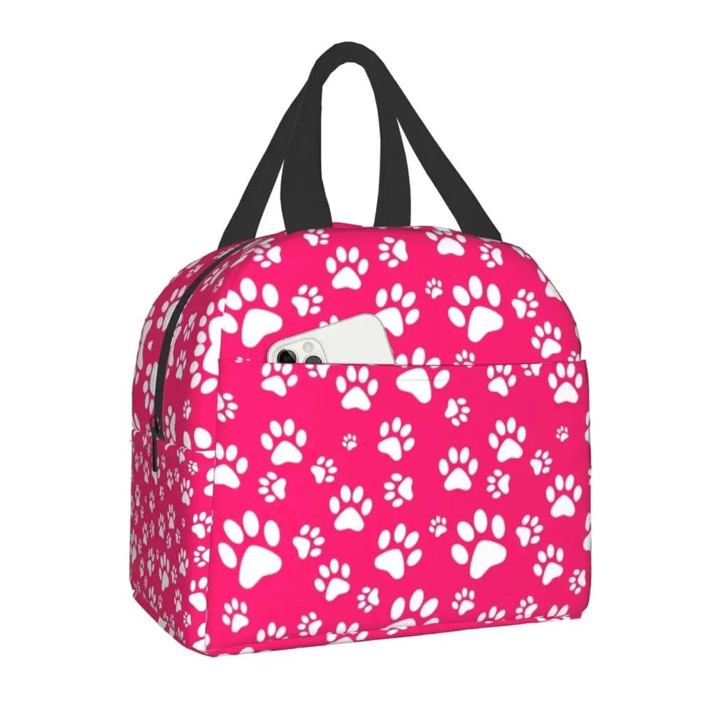 Узор лапы питомца, отпечаток животного, изолированный ланч-бокс для школы, офиса, следа собаки, подарок на пикник, термохолодильник, ланч-бокс для женщин