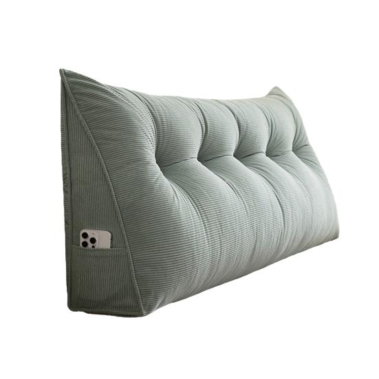 Headboard Wedge Cushion Corduroy Triangle Headboard Pillow with Side Pocket Ergonomic Back Support Daybed Pillow for Reading Sitting Working