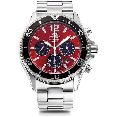 TRN-TX0207R (Спортивные часы Orient Mako Solar Powered Chronograph Mens Metal) Круглые часы, серебро