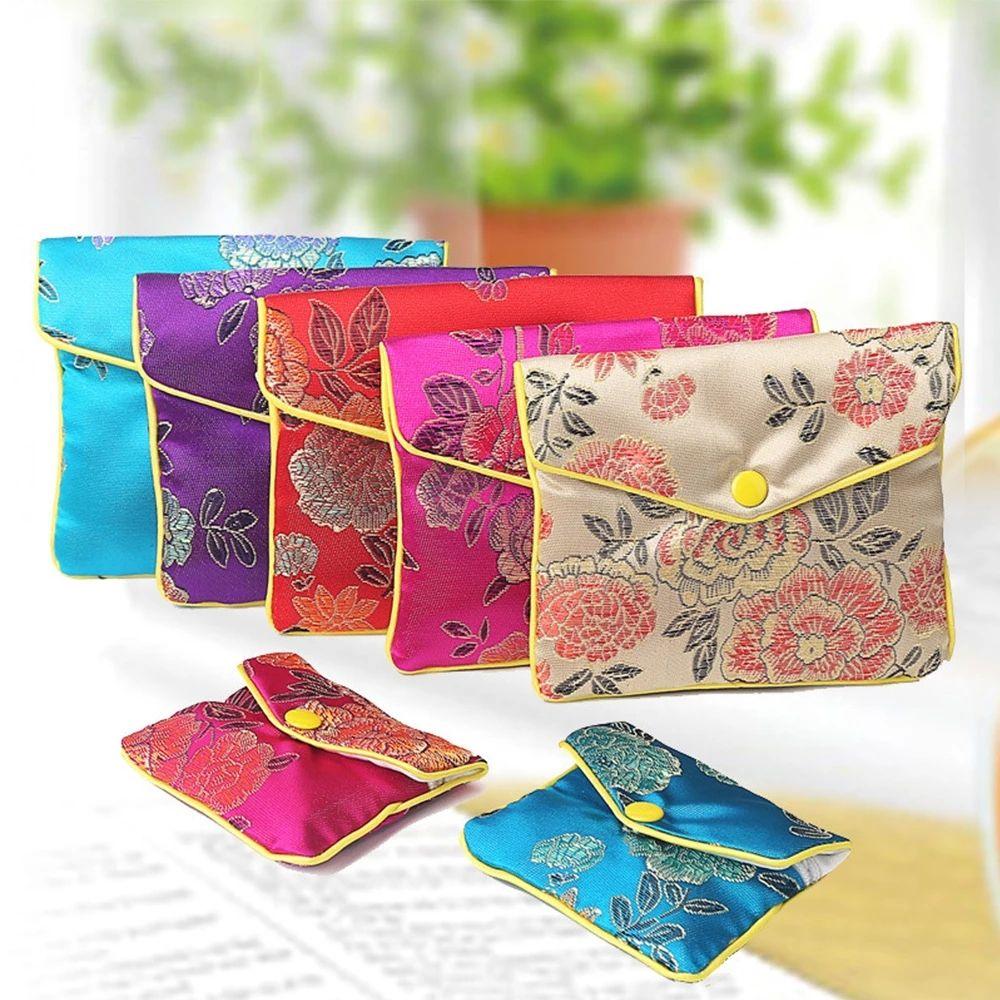 Brocade Portable Handmade Zipper Jewelry Bag Storage Pouch Snap Case Embroidery Bag