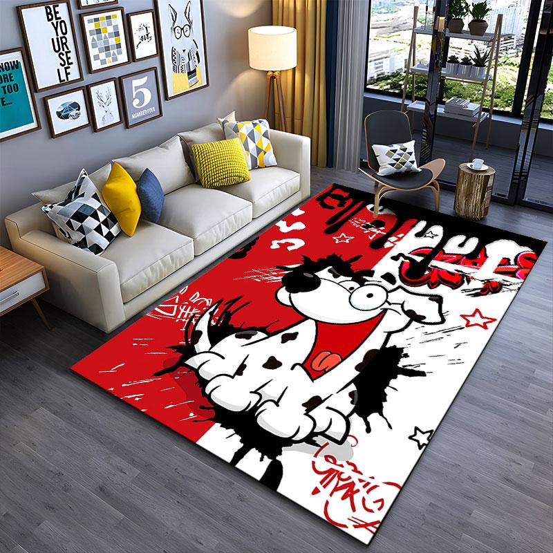 Cartoon Dog Graffiti Art Carpet suitable as a non-slip mat for the living room or bedroom sofa