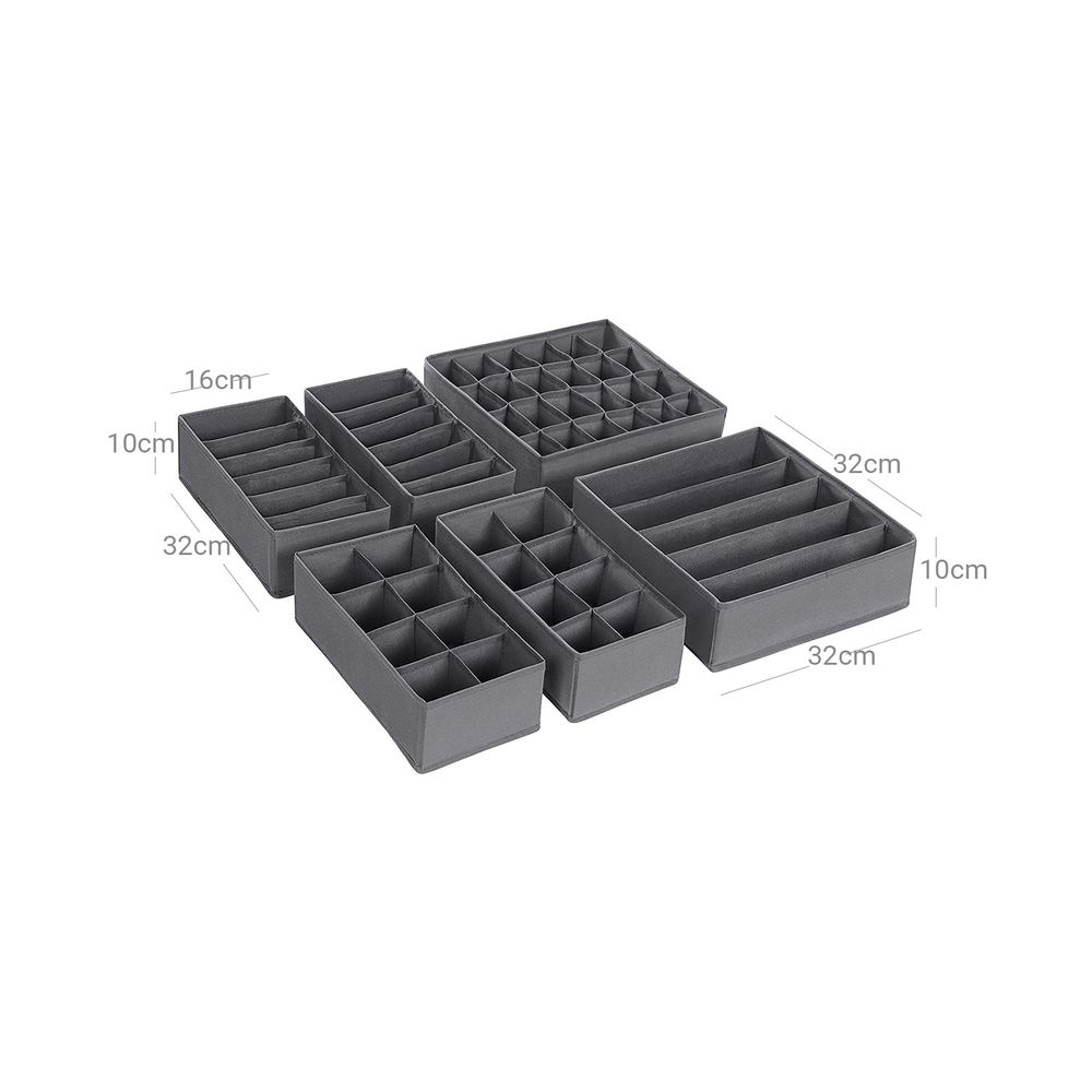 Set of 8 Organizer Boxes for storing underwear and cosmetics, gray