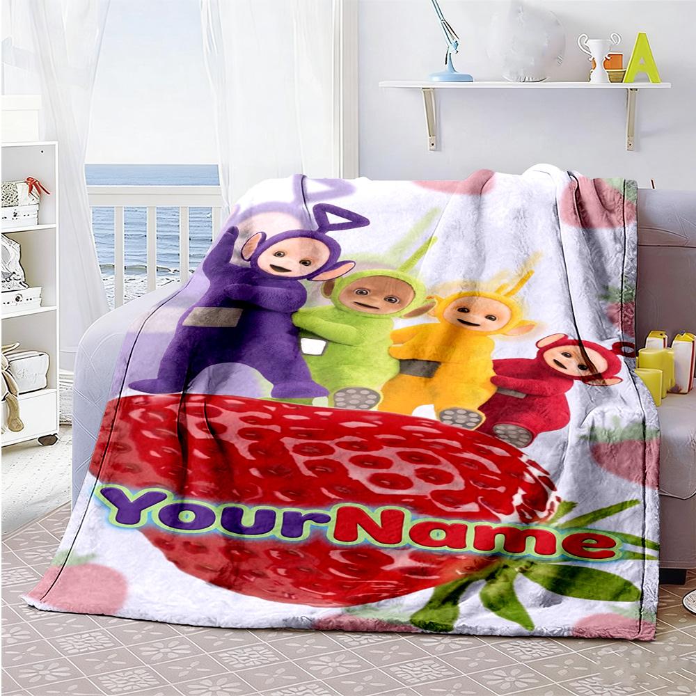 Teletubbies Customize Text Blanket Gift Personalized Blanket Comfortable Suitable for Sofa Picnics Seaside Livingroom Four Seasons Universal