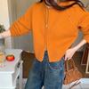 Fashion Solid Elegant Round Neck Zipper Sweater Jacket Women Autumn Winter Loose Short Knitted Cardigan Tops Women Long Sleeve Casual Cardigans 24915