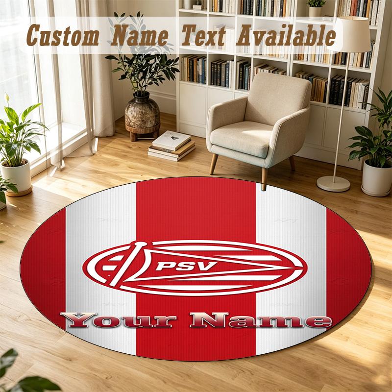 Round Rug Custom NamePSV Eindhoven FC Pattern Non Slip Carpet Home Floor Decor