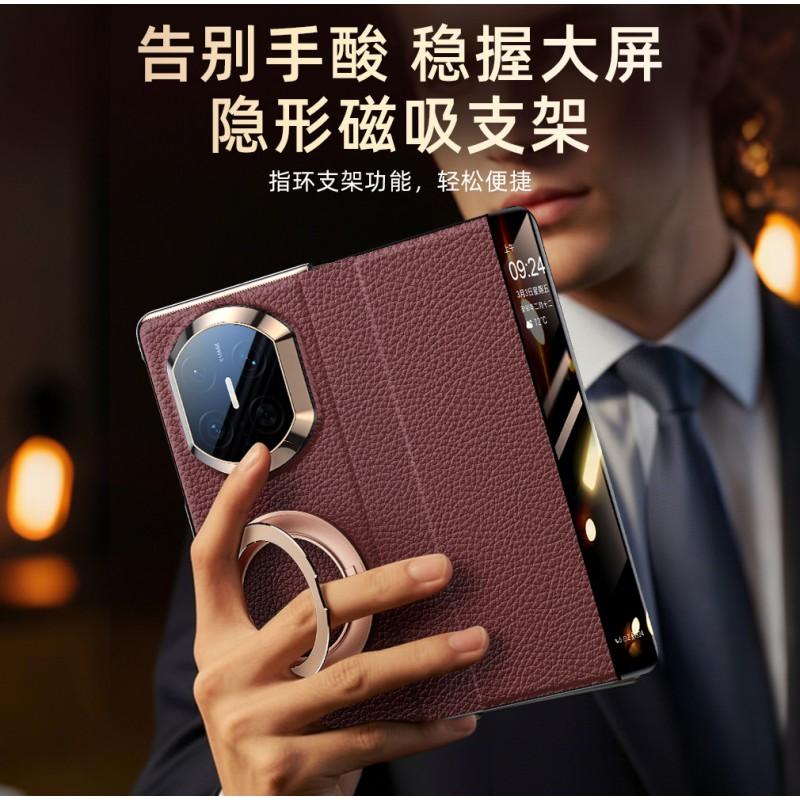 Luxury Genuine Leather Case Mate X7 With 360 Rotating Stand Dual-Axis Magnetic Hinge Electroplated Finish