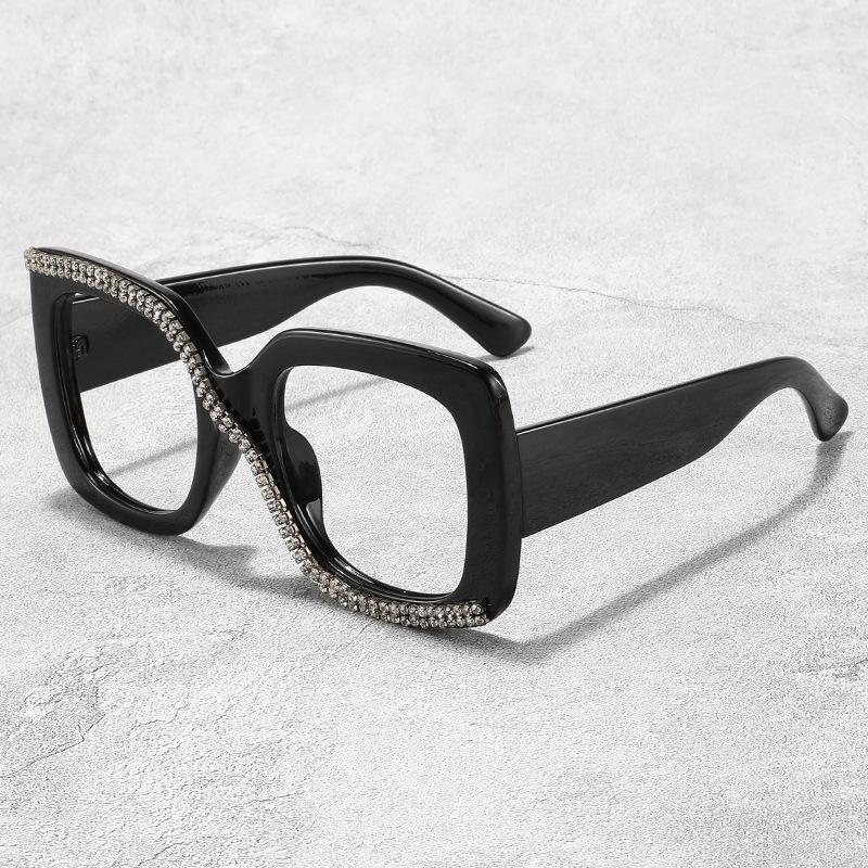 Square fashion new diamond-encrusted reading glasses European and American Internet celebrity reading glasses versatile sunglasses