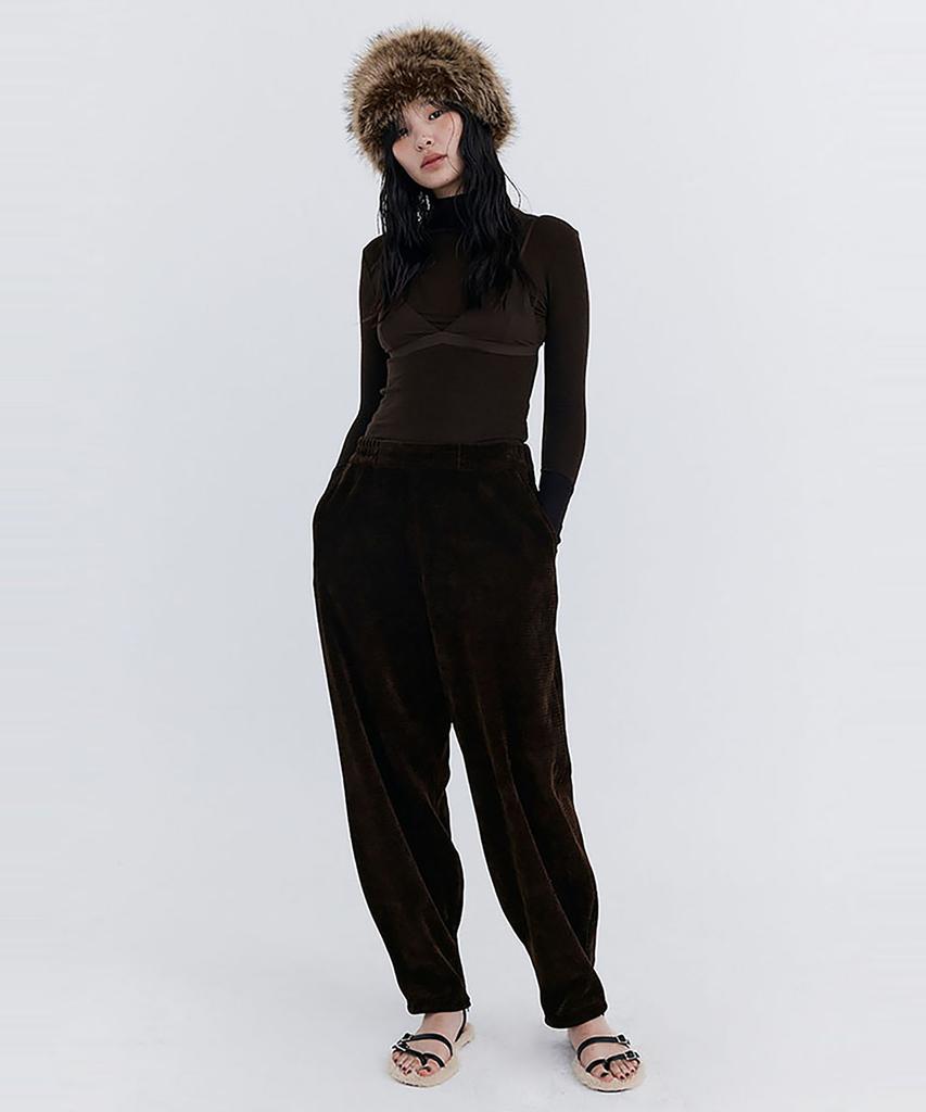 WNDERKAMMER Knit Rib Half Turtleneck T-Shirt_Brown
