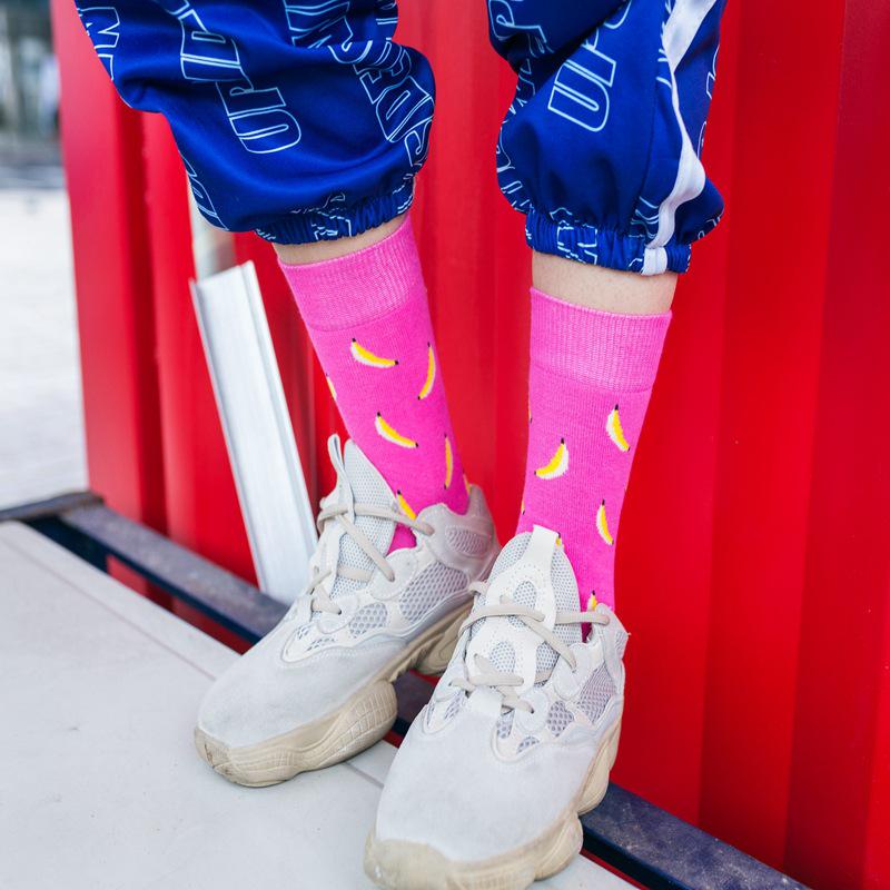 Новое поступление, модные носки, женские хлопковые носки, красочные брендовые носки с фруктами и едой, брендовые носки для скейтборда