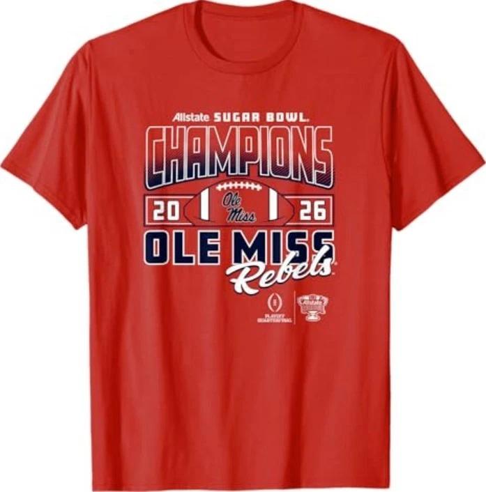 Миссисипи Ole Miss Rebels Чемпионы Sugar Bowl 2026 CFP Красная футболка