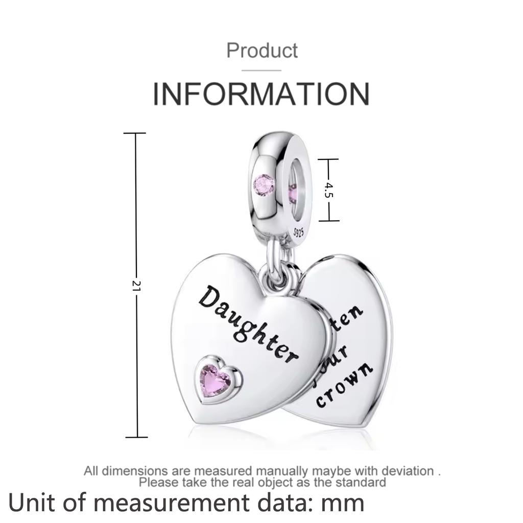 Медный Мать Сестры Дочь Друг Розовое Сердце Формы Шарм Подвеска Подходит Для Оригинального Браслета-Подвески Diy Женские Украшения