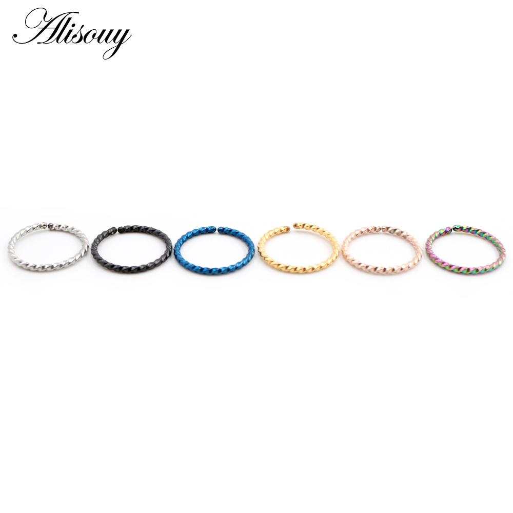 Alisouy 1 шт. 0,8/1/1,2/1,6 мм тонкое носовое кольцо септум глик ноздря лабрет пирсинг губы хрящ клипса из нержавеющей стали серьги-кольца