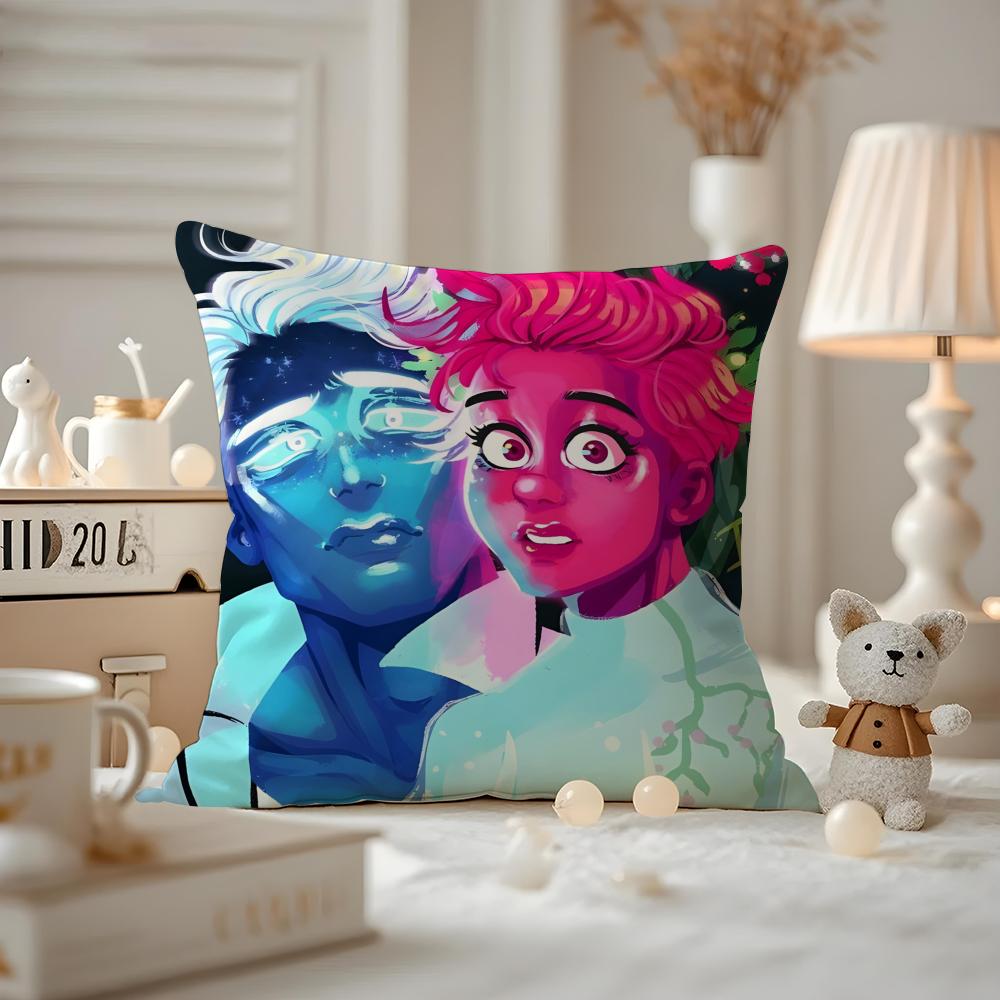 LLore OOlympus Comics Anime Cushion Cover Antidustmite Pillowcase Invisible zipper silky short plush Sofa cushion cover
