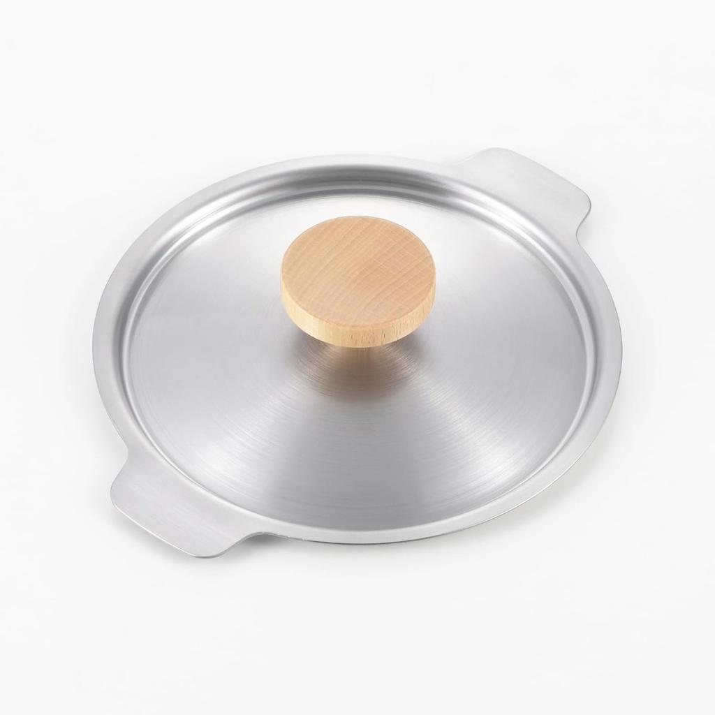 Yoshikawa Aikata Stainless Steel Milk Pan Lid with Wooden Knob 16cm Made in Japan PD3026