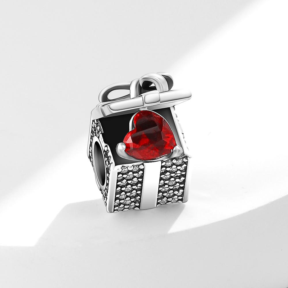 Red Christmas Apple Gift Dangle Charms Beads 925 Sterling Silver Heart Bracelet Women Jewelry