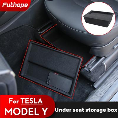 Обновление Futhope 2022 для Tesla Model Y, ящик для хранения под сиденьем, органайзер большой емкости, чехол, держатель для ящика, салон автомобиля