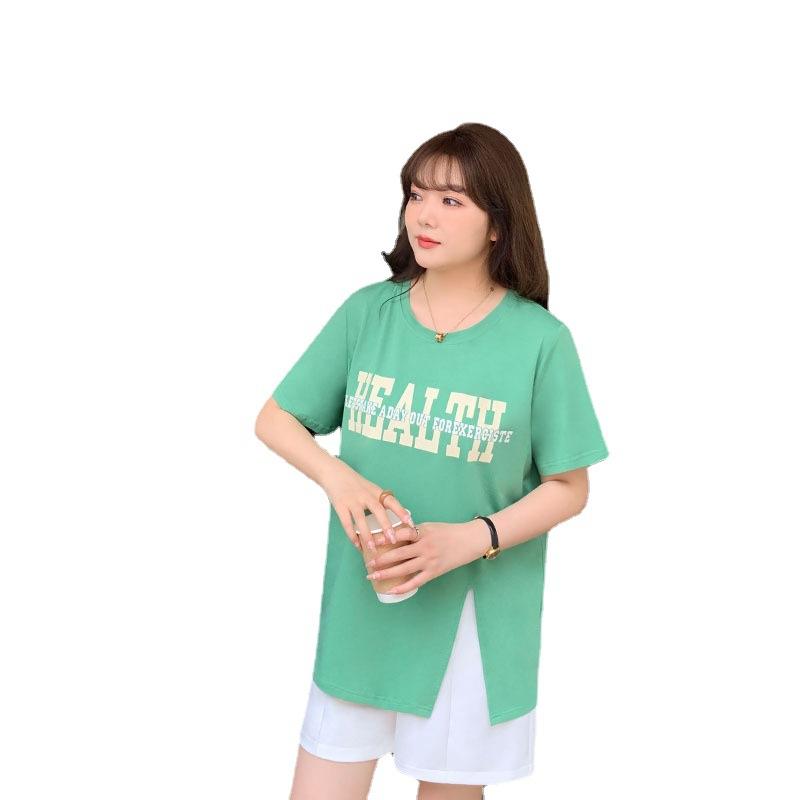 Плюс Размер Женская Летняя Новая Свободная Тонкая Модная Футболка С Короткими Рукавами