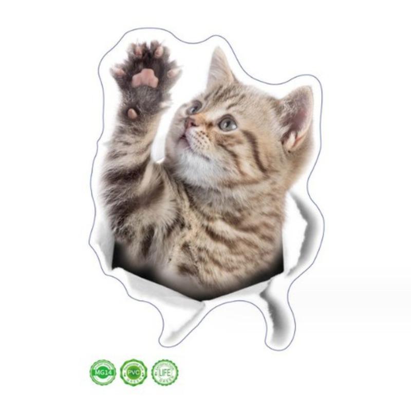 Креативная реалистичная 3D наклейка на унитаз с милым котом Vision, забавная наклейка с изображением животных для ванной комнаты, декор крышки унитаза, самоклеящаяся ПВХ, водонепроницаемая картина