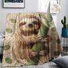 Knitted sloth hedgehog dog Print Flannel Blanket,High quality Comfortable for All Seasons,Home Decor,Warmth and Comfort,Perfect for Christmas Gifts