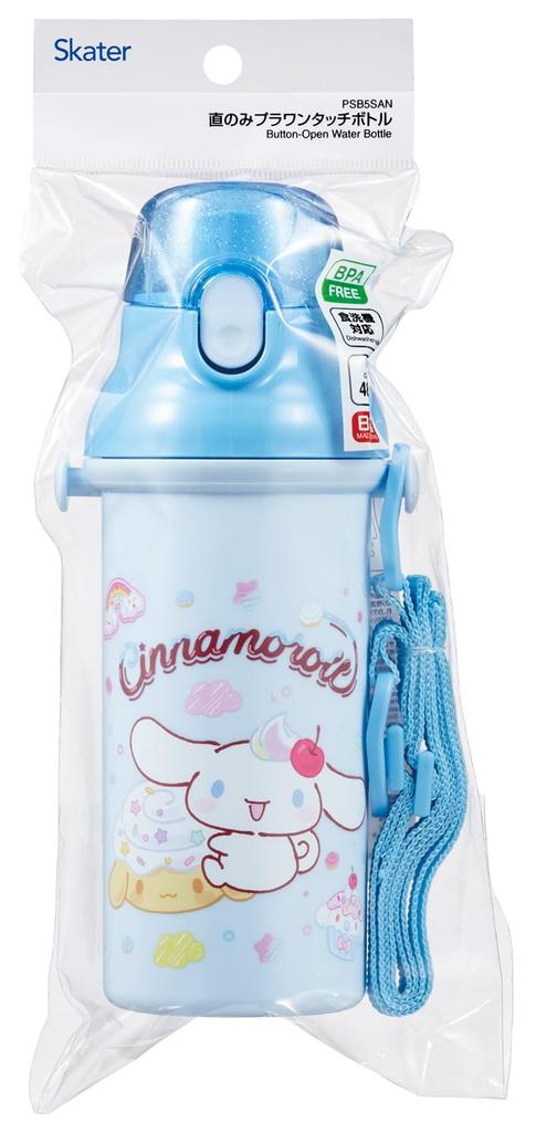 Skater Children's Direct Drinking Water Bottle, Plastic, 480ml, One-Push Opening, Dishwasher Safe, Made in Japan, Sanrio Cinnamoroll Fancy Snacks &