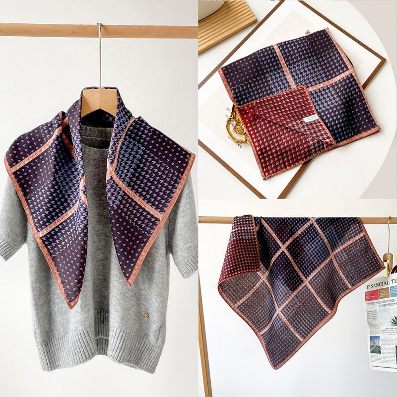 65 * 65 Four Seasons Available New Women'S Small Square Scarf, High Grade Letter Printed Scarf, Professional Scarf, Satin Scarf