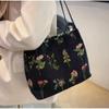 Large-capacity Embroidered Tote Bag Women Summer Trendy Cloth Bag Niche Embroidery Shoulder Bag Texture Bucket Bags Canvas Bags CLE