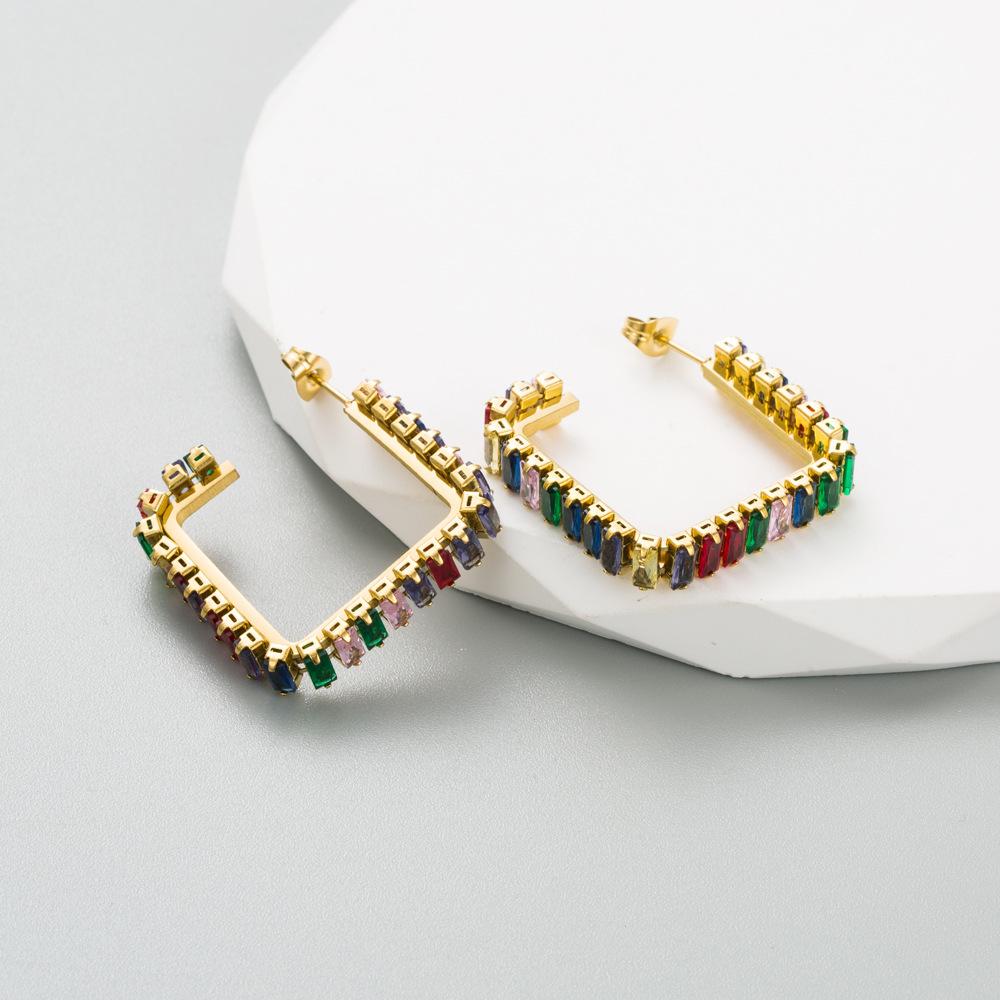 Женские серьги-кольца из титановой стали, бесцветные, индивидуальные, геометрические, с цирконом, темпераментные серьги