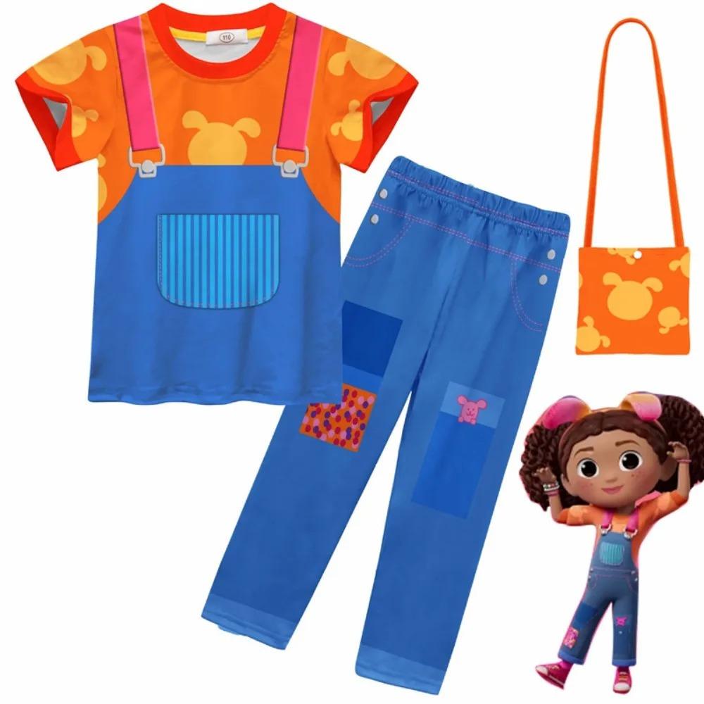 Anime Karma's World Cosplay Costume Kids Karma Grant Cartoon Printed T‑Shirt Pants Girl Birthday Party Outfit Halloween Dress Up