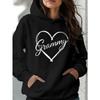 Худи женское повседневное на осень и зиму с принтом букв и узором "любовь", удобное, с круглым вырезом, с длинным рукавом