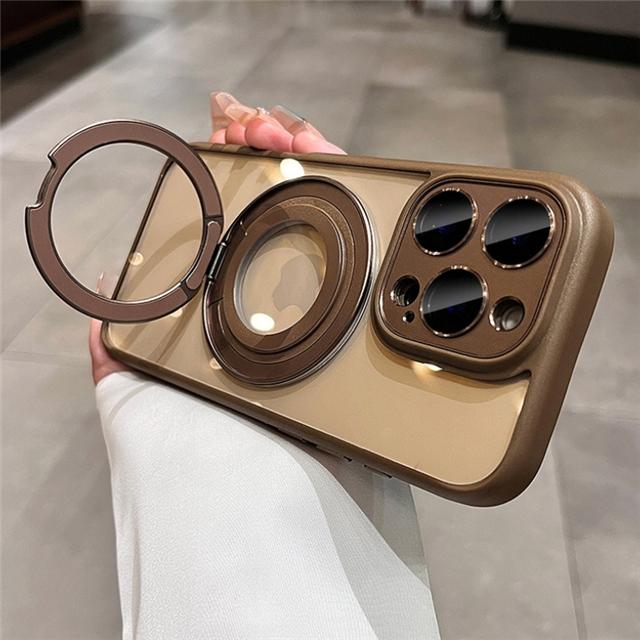 Для iPhone 16 Pro Max Роскошная вращающаяся подставка Магнитный держатель Magsafe Чехол для телефона Для iPhone 13 14 15 16 Plus Защитная крышка для объектива
