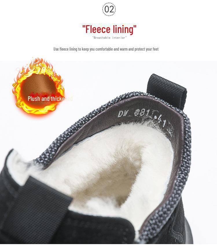Мужские зимние высокие нескользящие защитные ботинки с бархатным утеплителем для защиты от холодной погоды и снега.