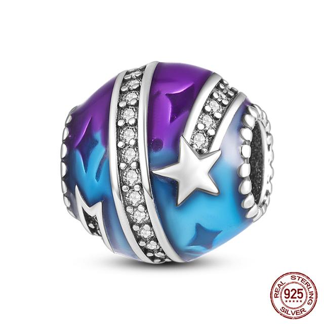 Подходит для модных оригинальных браслетов 925 пробы, серебро 925 пробы, серебро, синий, астронавт, самолет, подвески для путешествий, бусины, подвески для женщин, модные ювелирные изделия своими руками