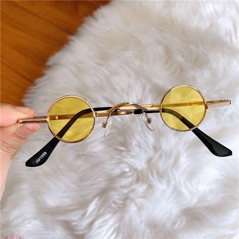 Small Round Sunglasses Metal Frame Hip Hop Punk Sun Glasses Mini Candy Color Lens Sunglasses Ins Fashion Shades For Women Men