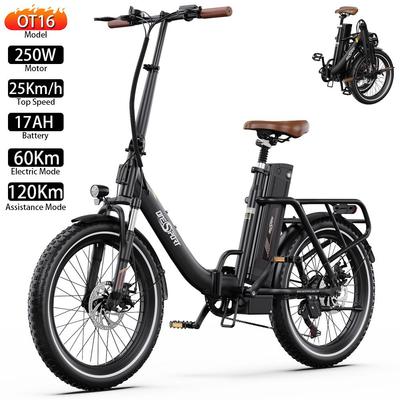 Складной электрический велосипед ONESPORT OT16 20" Мотор 250 Вт Взрослый Ebike Максимальная скорость 25 км/ч 48 В 17 Ач Максимальный запас хода 120 км