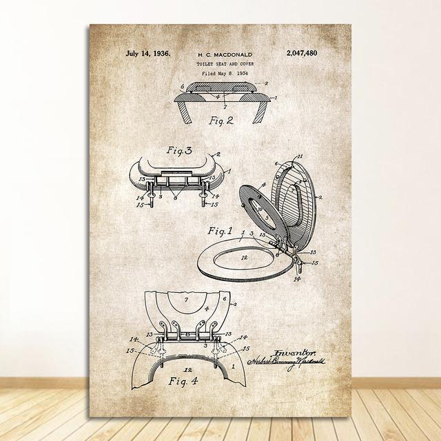 Бумажный патентный плакат, винтажный холст с принтом, настенная художественная картина, современное украшение для ванной комнаты, индустриальный стиль, зубная паста, туалет