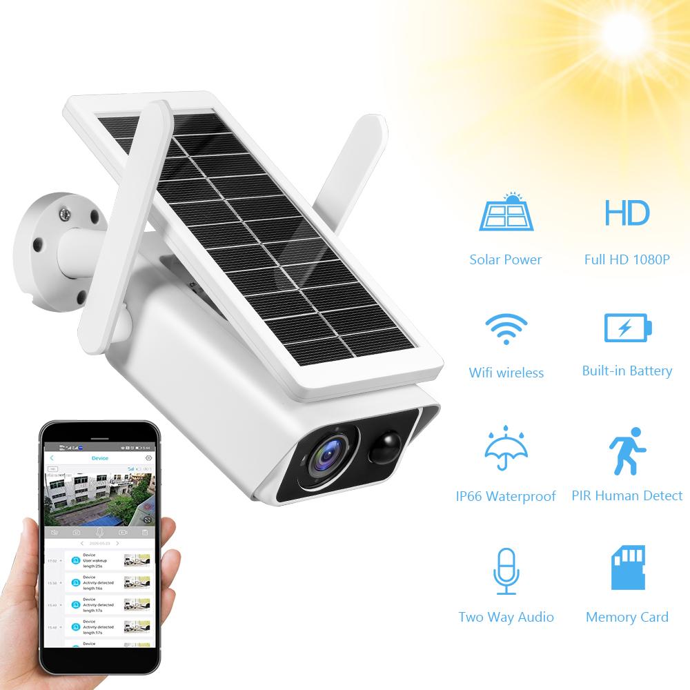 Outdoor Solar Security Camera 4MP Chargeable Battery Wireless WiFi Home Surveillance Camera with