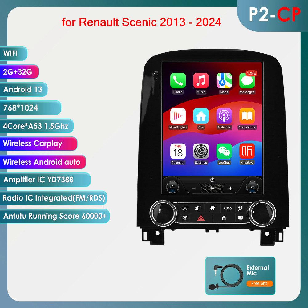 Hizpo 9.7 Tesla Style Carplay 4G 2Din Android автомобильное радио для Renault Scenic 2013 - 2024 мультимедийный видеоплеер GPS DSP Autoradio интеллектуальный экран