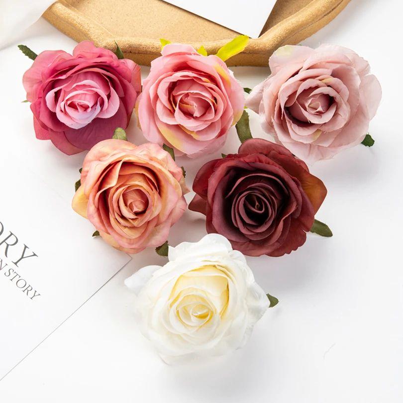 50/100pcs Artificial Flowers Silk Roses Home Outdoor garden Wedding wall Christmas Decoration High Quality Festival Diy gift box