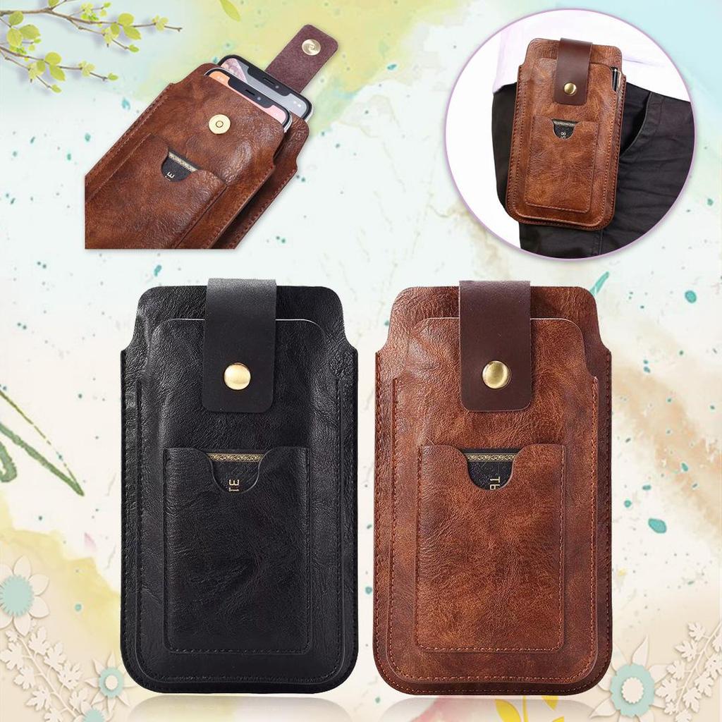 Кожаный двойной чехол для телефона, мужской чехол с зажимом для ремня безопасности для iPhone 16, 15, 13 Pro, Samsung Galaxy S24, S23, Xiaomi, Redmi, Honor, Oppo, кобура
