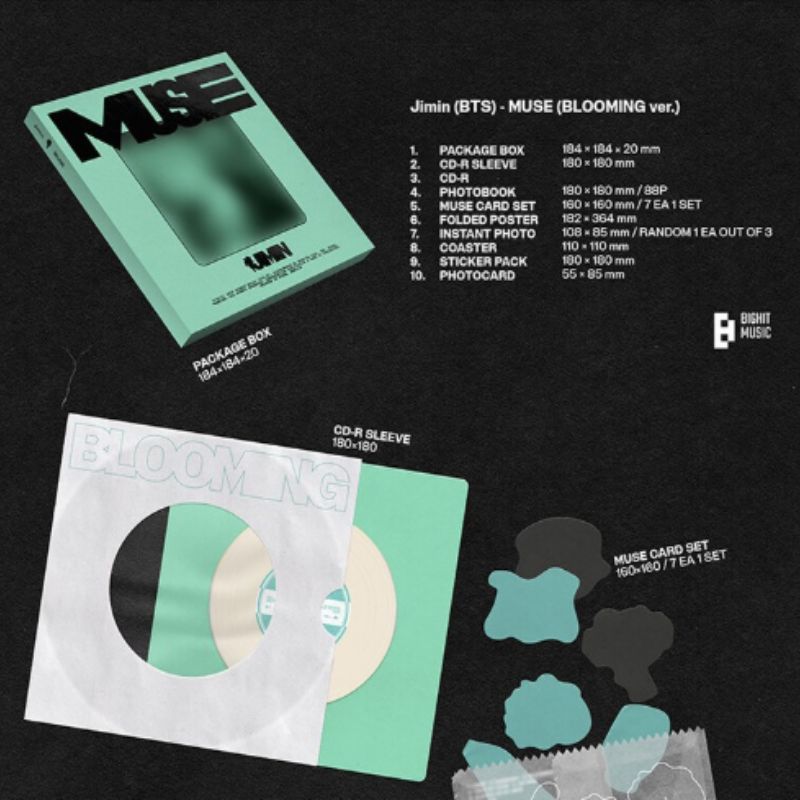 BTS Jimin MUSE Album 2 Types Set + 2 Bookmark Benefits | Full Package Set